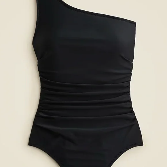 J. Crew Striped Ruched One-Shoulder Swimsuit - Picture 6 of 8